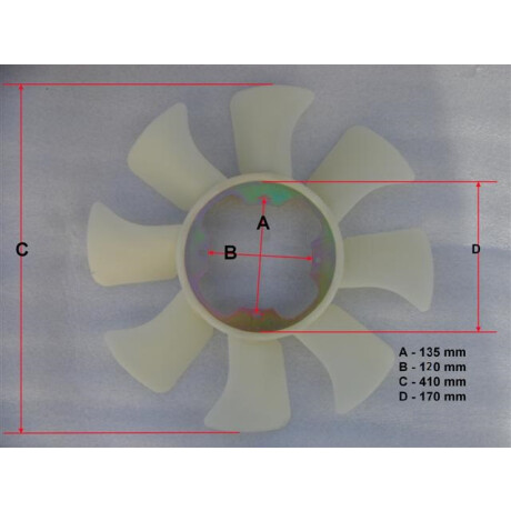 PALETA ELECTRO VENTILADOR NISSAN 720 D21 PATROL TD27 RD28 410MM - PALETA ELECTRO VENTILADOR NISSAN 720 D21 PATROL TD27 RD28 410MM -