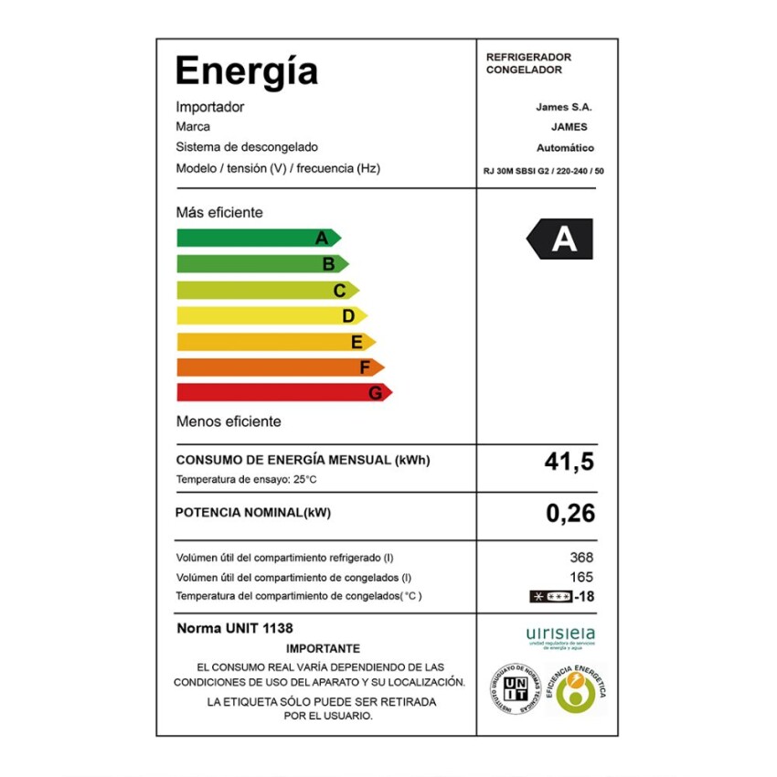 Heladera James RJ-30 SBSI G2 inox. con dispensador Heladera James RJ-30 SBSI G2 inox. con dispensador