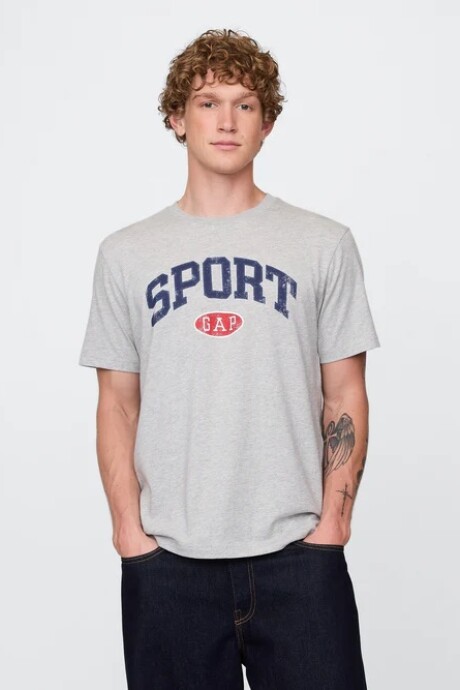 Remera Gráfico Hombre Light Heather Grey B08