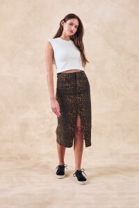 Falda Midi Animal Print Multi