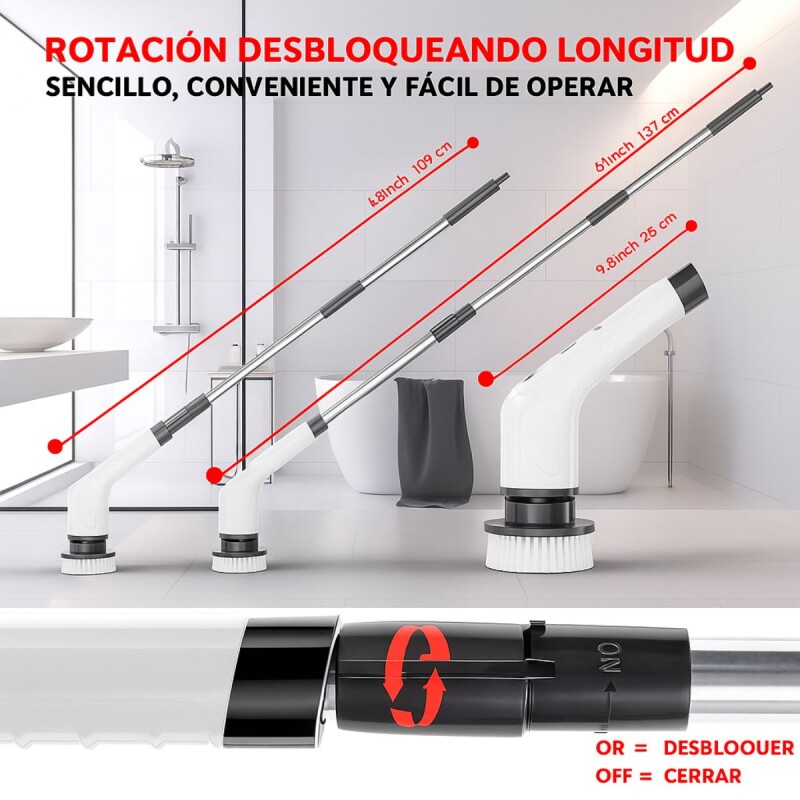 Cepillo Eléctrico De Limpieza Marca Youhome Inalámbrico Recargable 7 En 1 Mango Extensible 2 Velocidades Ipx5 Multiuso Cepillo Eléctrico De Limpieza Marca Youhome Inalámbrico Recargable 7 En 1 Mango Extensible 2 Velocidades Ipx5 Multiuso
