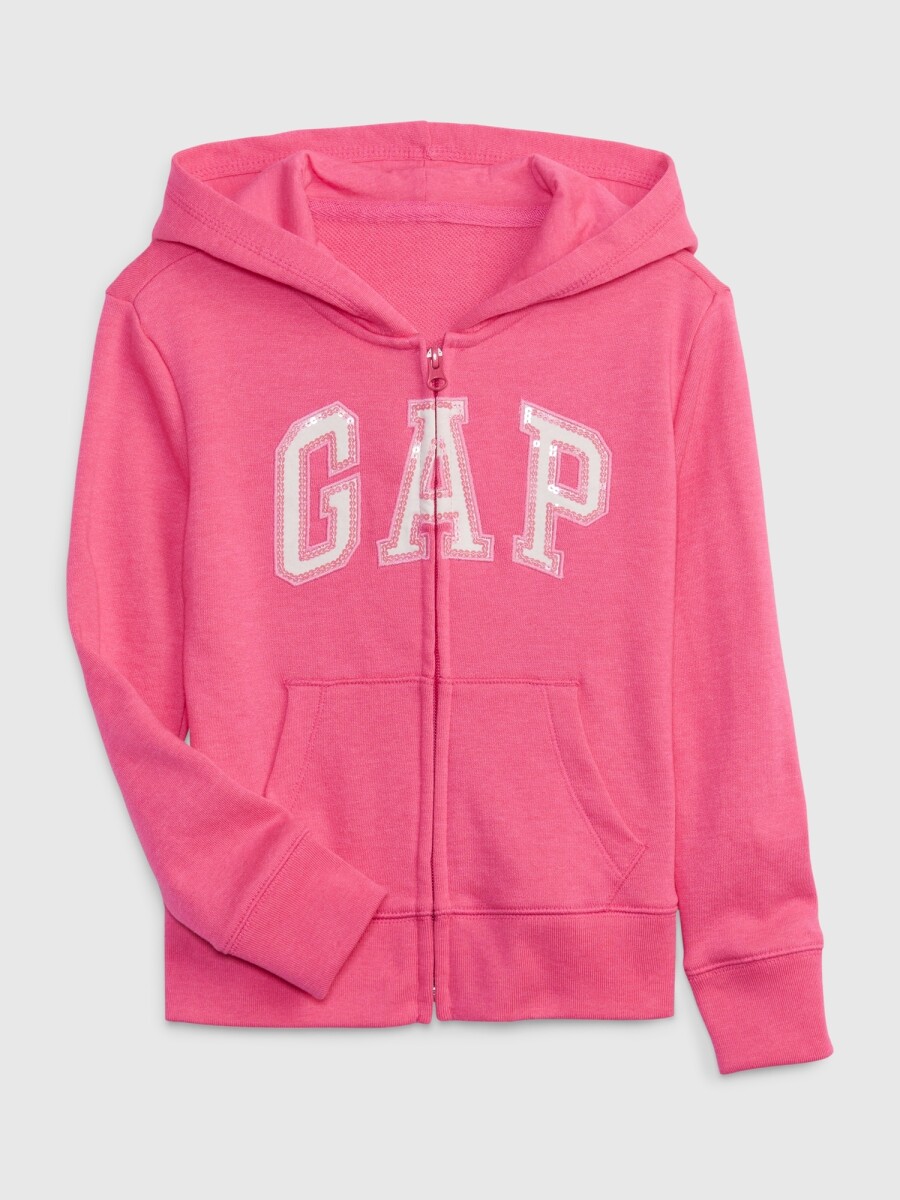 Canguro Logo Gap Con Cierre Sin Felpa Niña - Pink Jubilee Nylon On 