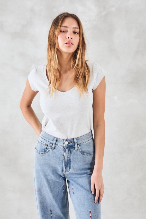 Remera Algodón Elastano Gris Melange