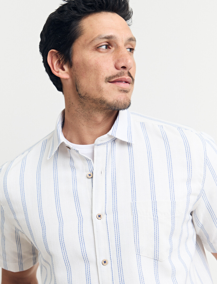 012630 CAMISA HARRINGTON LABEL Natural/celeste