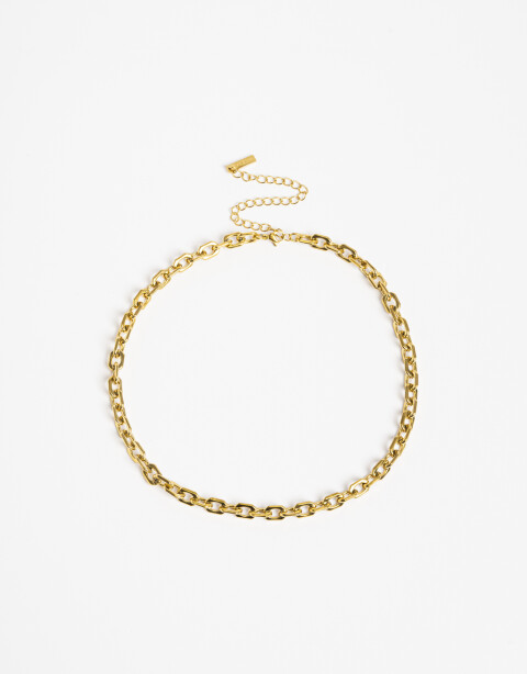 Collares Cortos Metal Collar De Cadena Eslabones Acero - Dorado