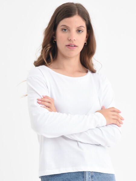 Camiseta manga larga basica algodón orgánico Blanco