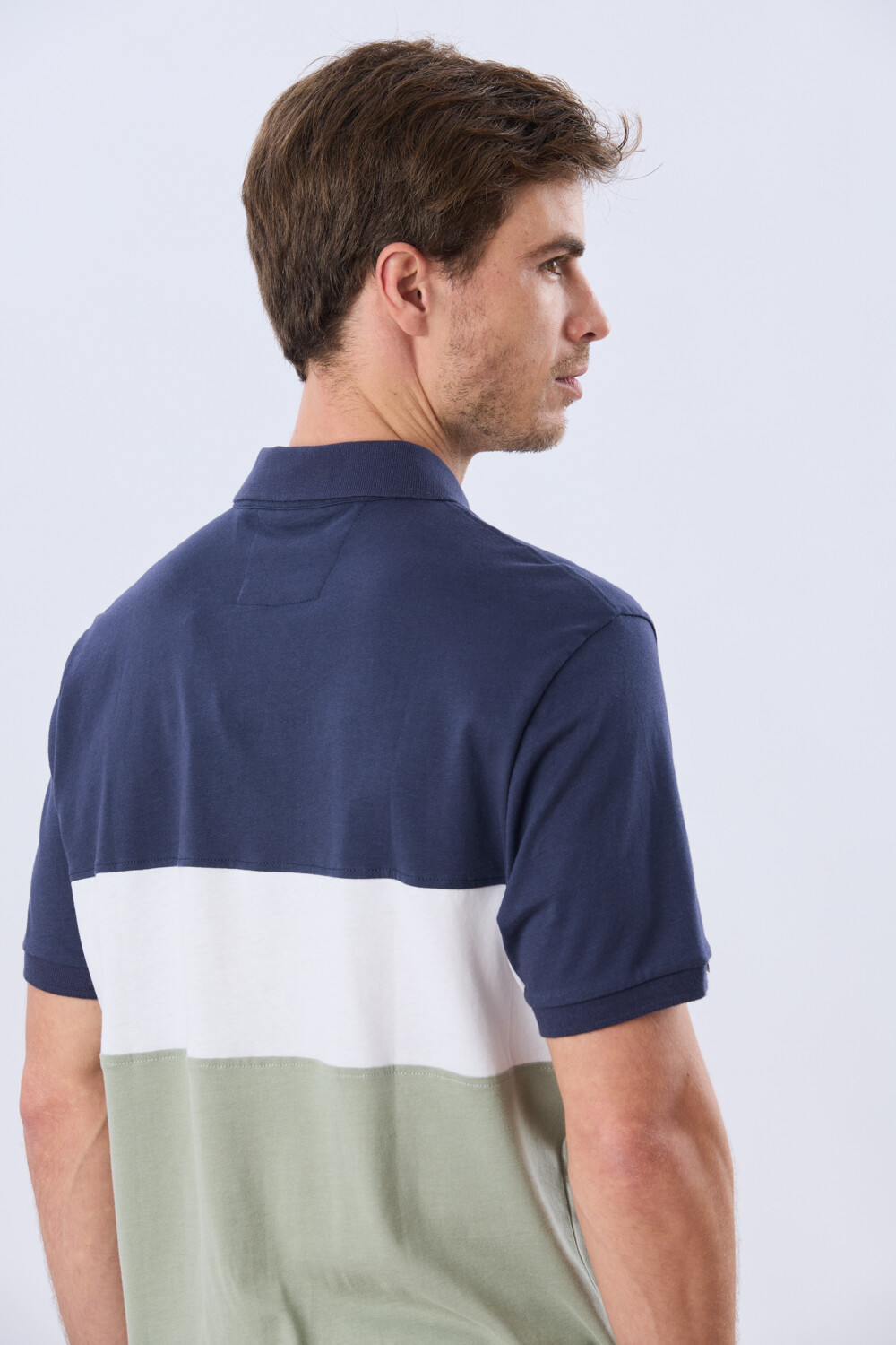 REMERA POLO RAYADA JERSEY Azul