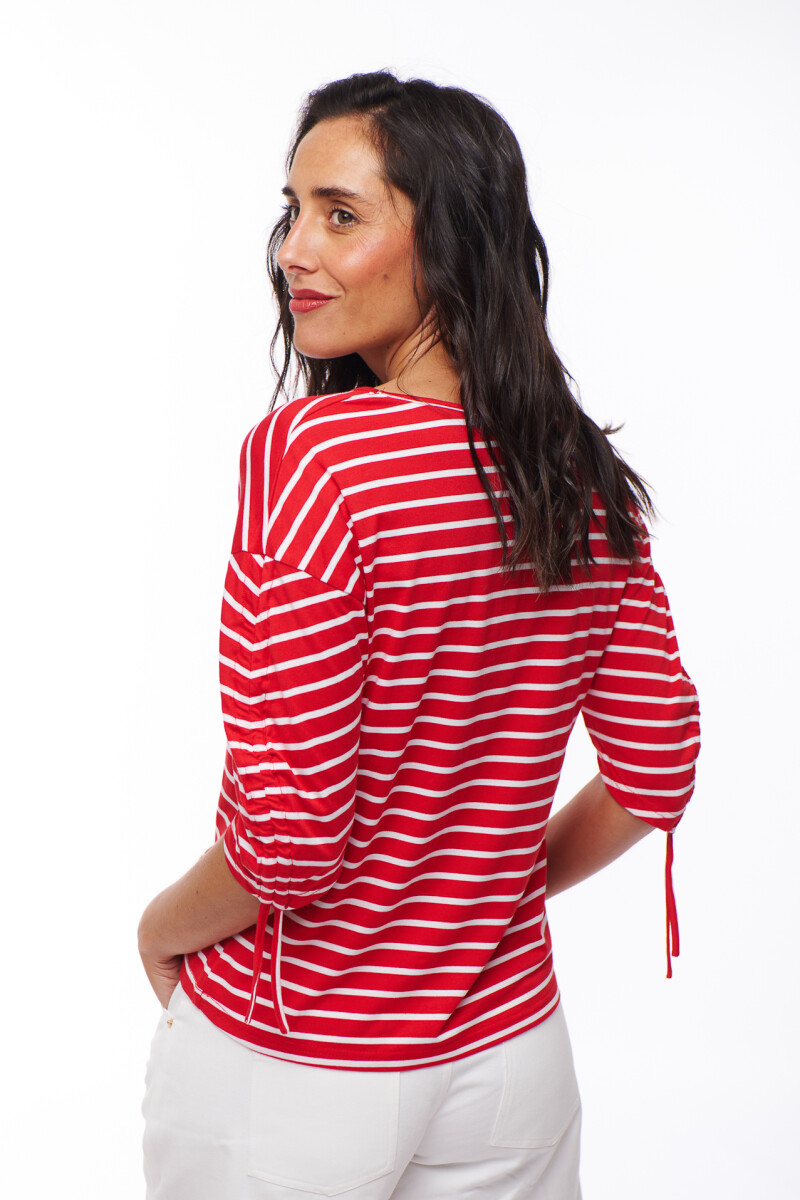 REMERA INCA ROJO RAYAS