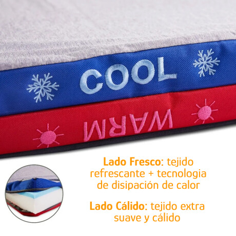 Cama Mascotas Frío/Calor Grande Reversible C/Cierre Lavable Azul-celeste
