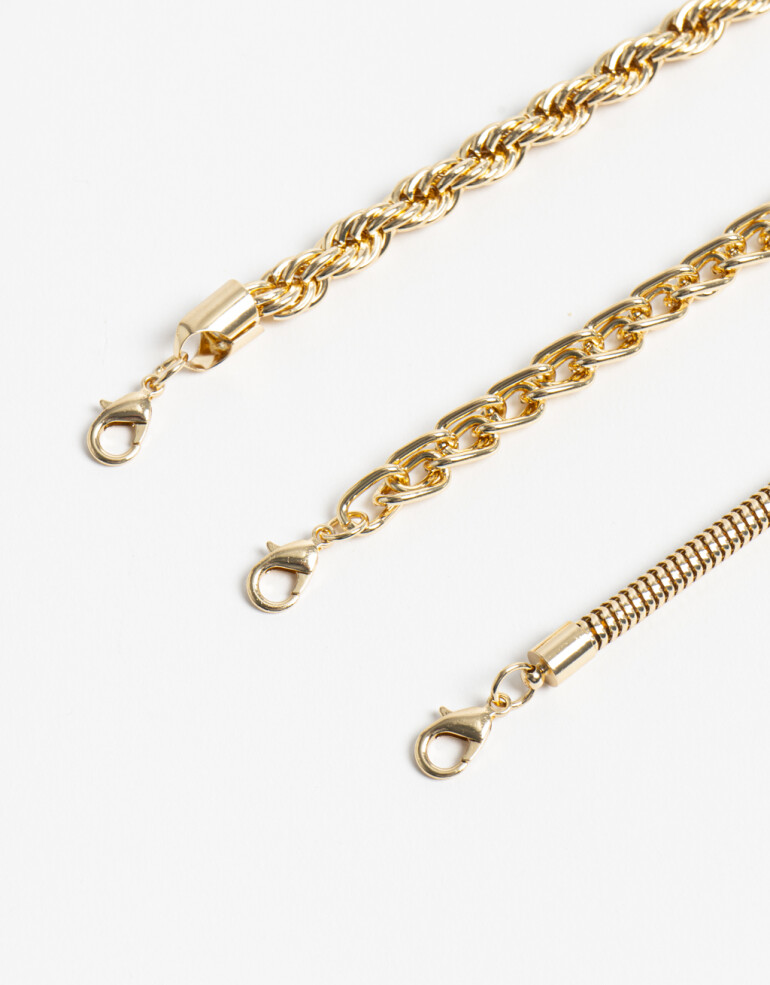 Collares Largos Metal Collar Largo Mix Cadenas - Dorado