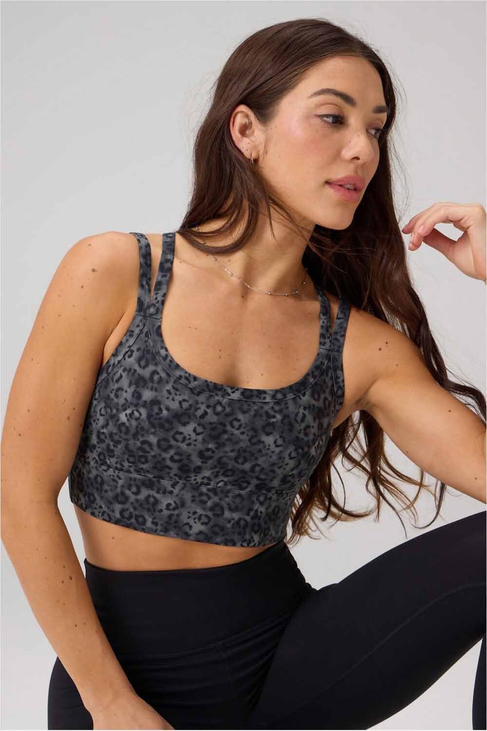 Bra Principal Longline Medium Impact Sports Mujer Black Blurred Animal