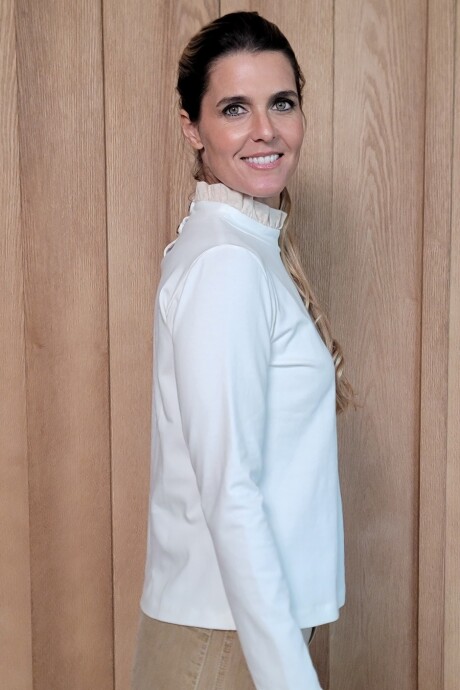 Polera Marina Cotton combinado crudo con biege