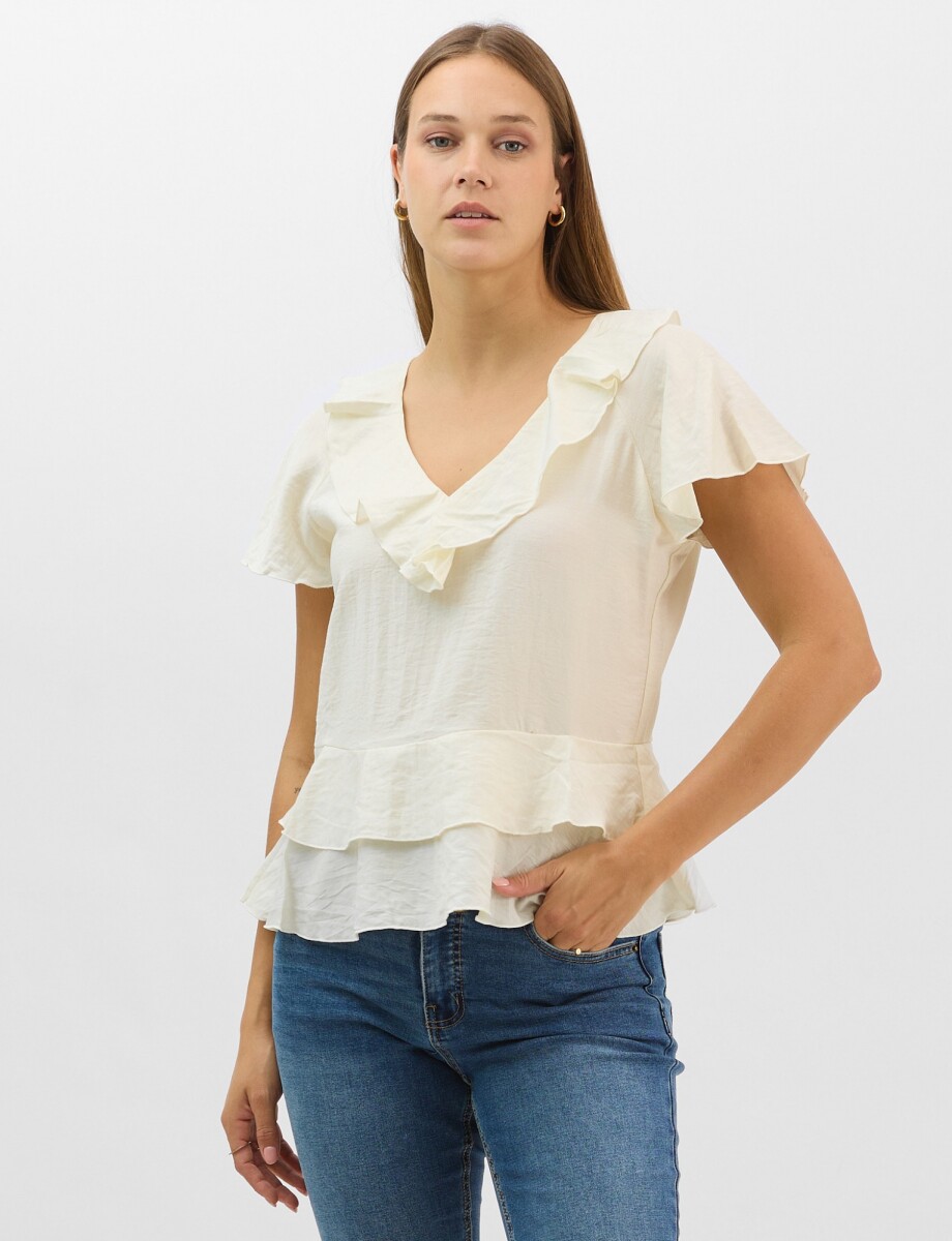 Blusa Satén Péplum - Crudo 