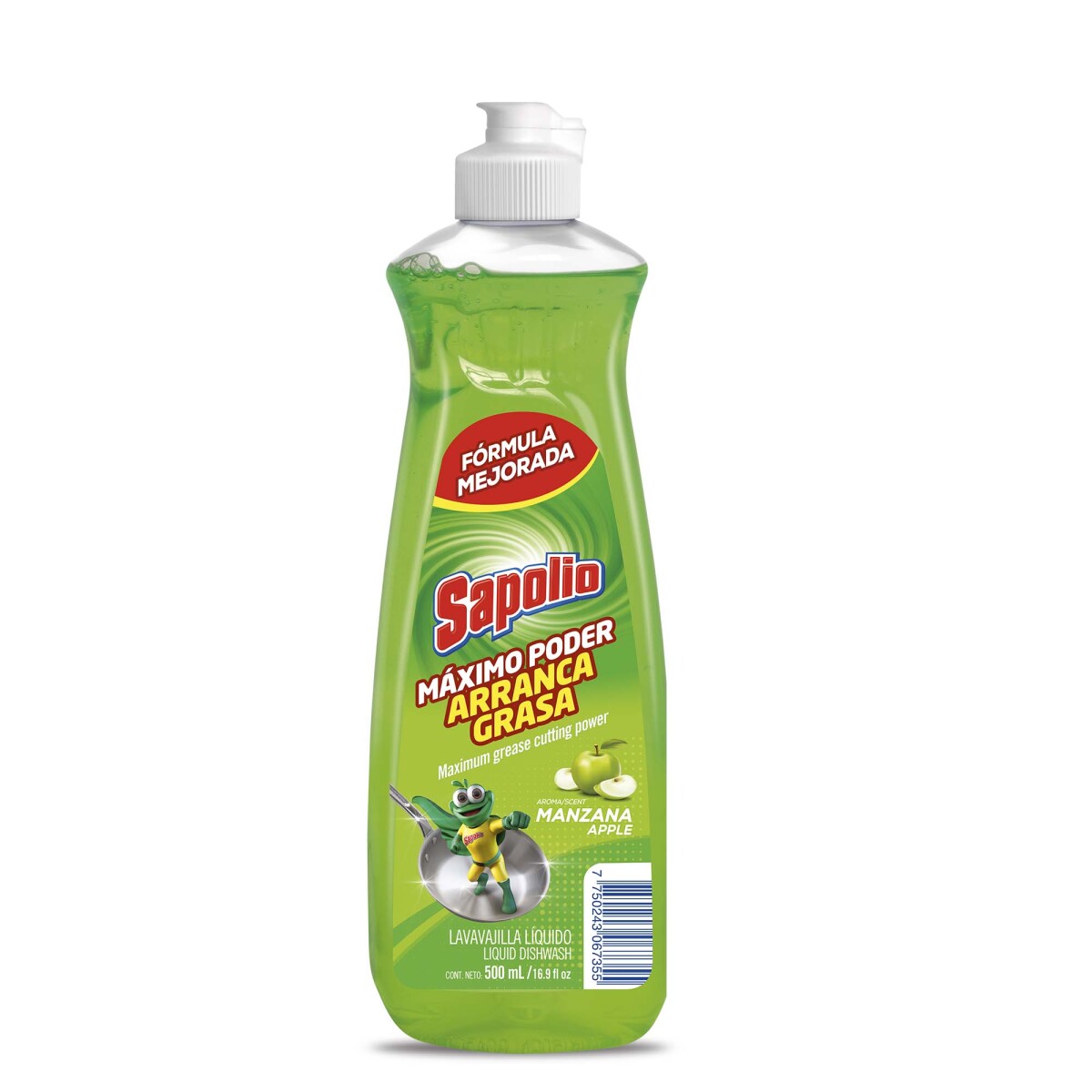 DETERGENTE LAVAVAJILLA SAPOLIO 500 ML MANZANA 