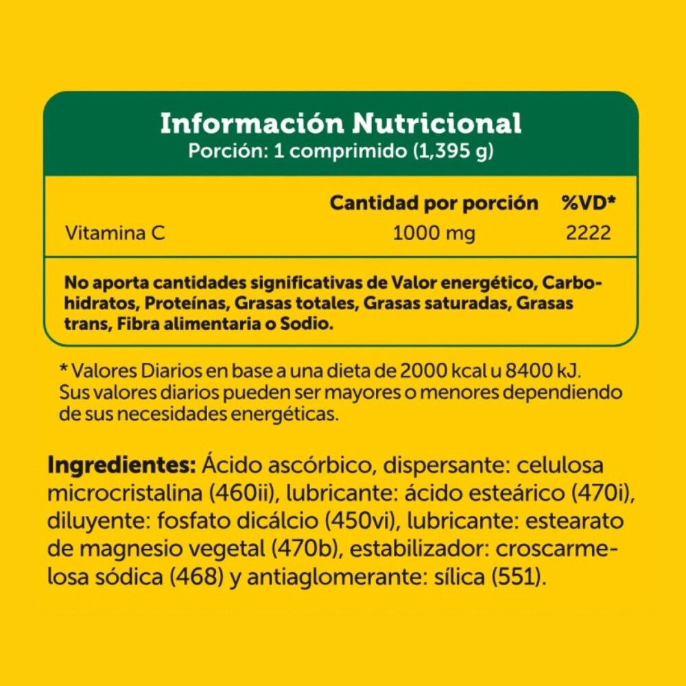 Vitamin C 1000 mg Natural Life | 100 Comprimidos Vitamin C 1000 mg Natural Life | 100 Comprimidos