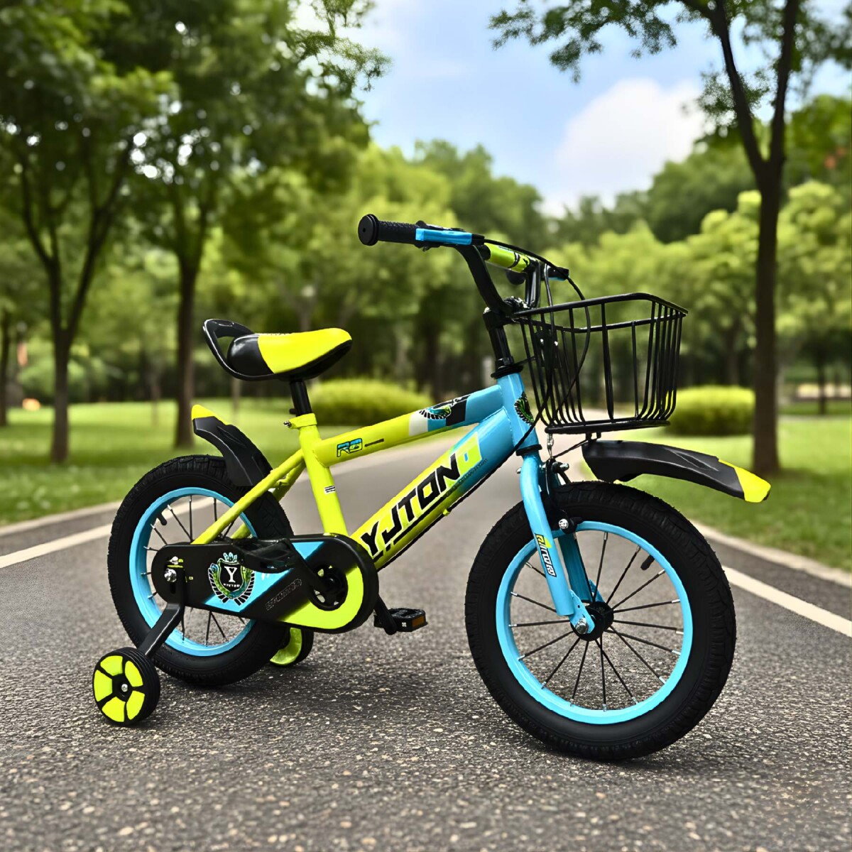 Bicicleta Infantil Yjtong R14 Canasto Parrilla Guardabarros - Amarillo 1 