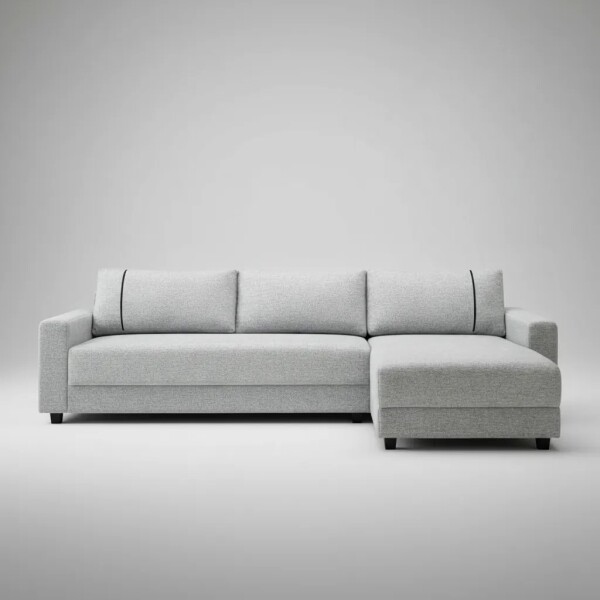 Sofá 3 Cuerpos + Chaise Izquierdo - Tela gris con puntos negros y crudos Sofá 3 Cuerpos + Chaise Izquierdo - Tela gris con puntos negros y crudos