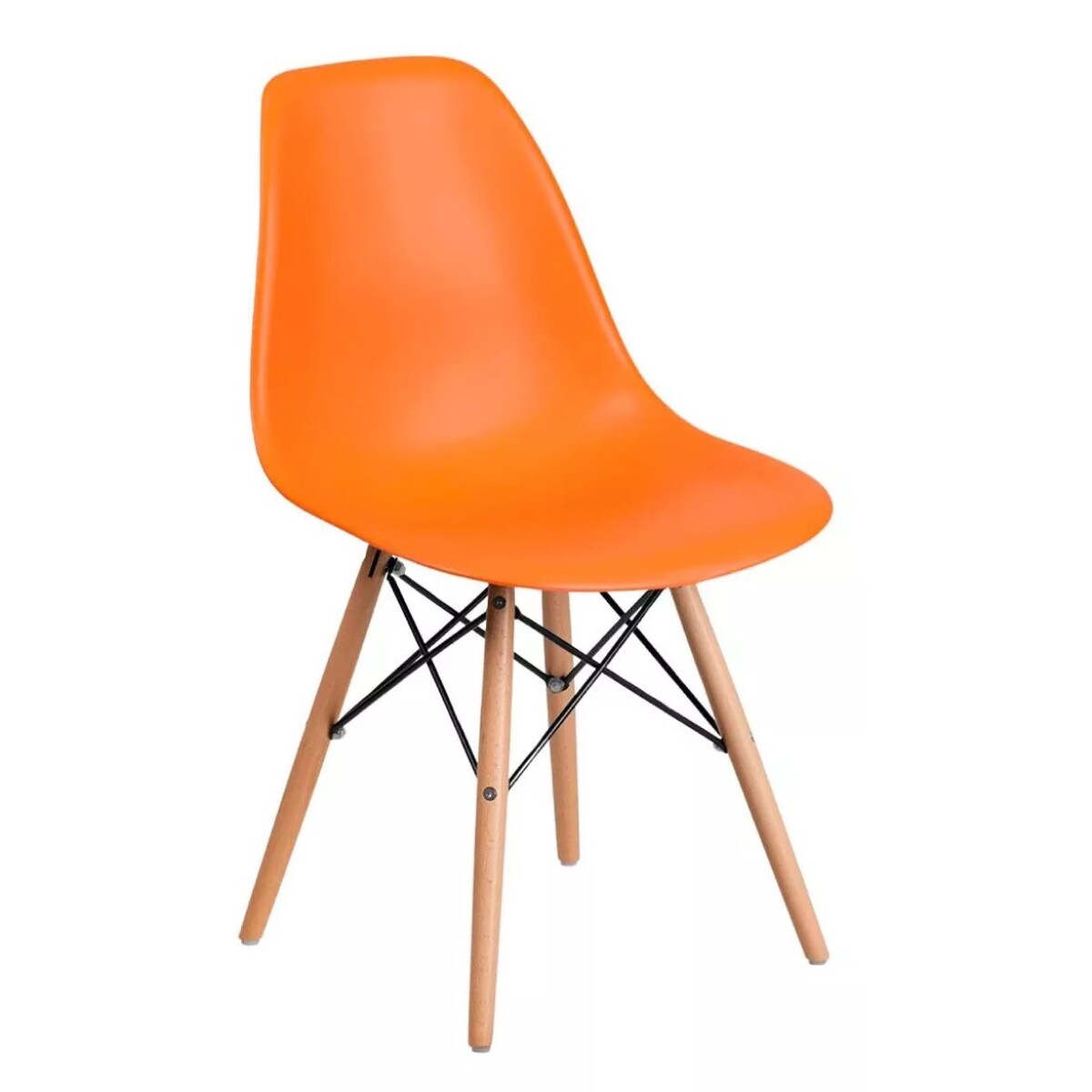 Silla Eames de colores y patas de madera - Liso 