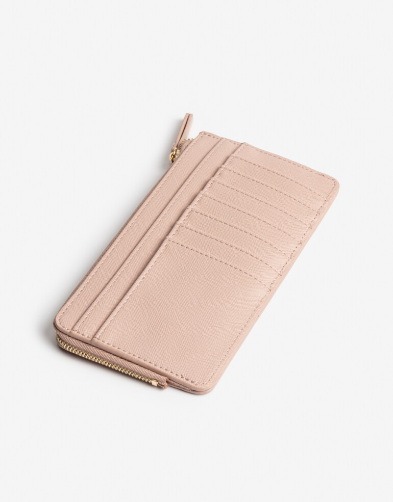 Ficheros Billetera Fichero Rectangular Con Cierre - Rosa Piel