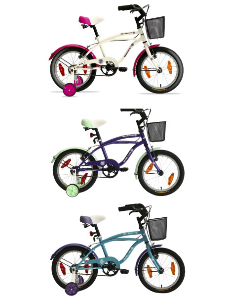 Bicicleta Infantil Baccio Ipanema rodado 16 con canasto Violeta/Verde