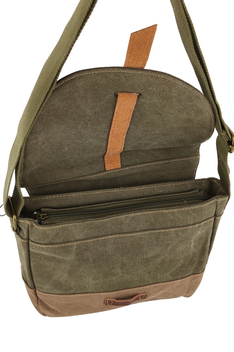 Morral con solapa Verde con Marrón