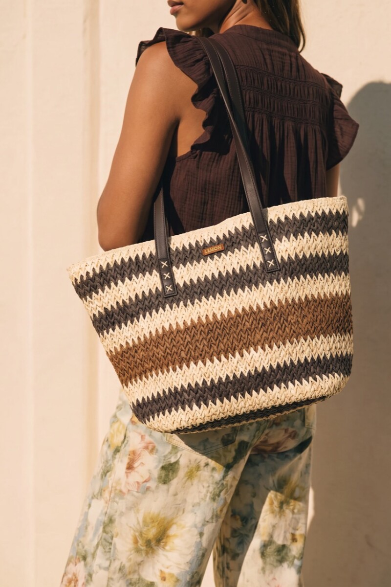 Bolso Trenzado Rayado Chocolate