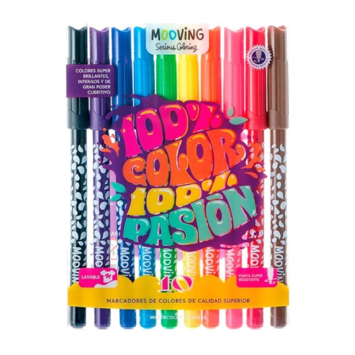 Marcadores Mooving 10 Colores Lavables 