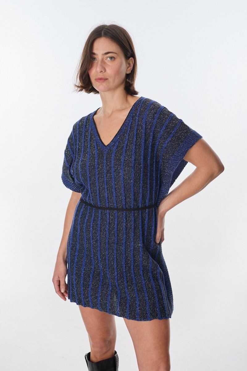 Vestido Destello Negro/Azul