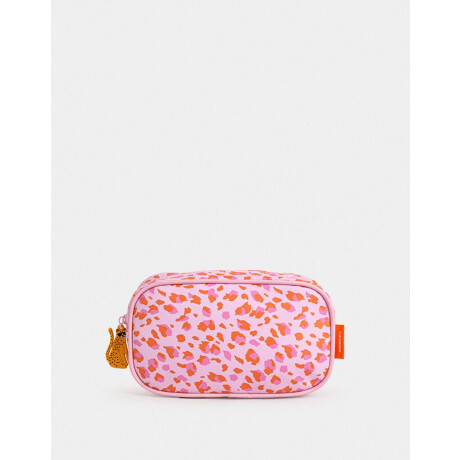 Cartuchera De Pu Estampada Con Tiracierre De Rubber Rosa Claro