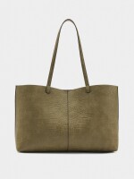 Bolso Shopper Grabado Animal Con Bolsa caqui