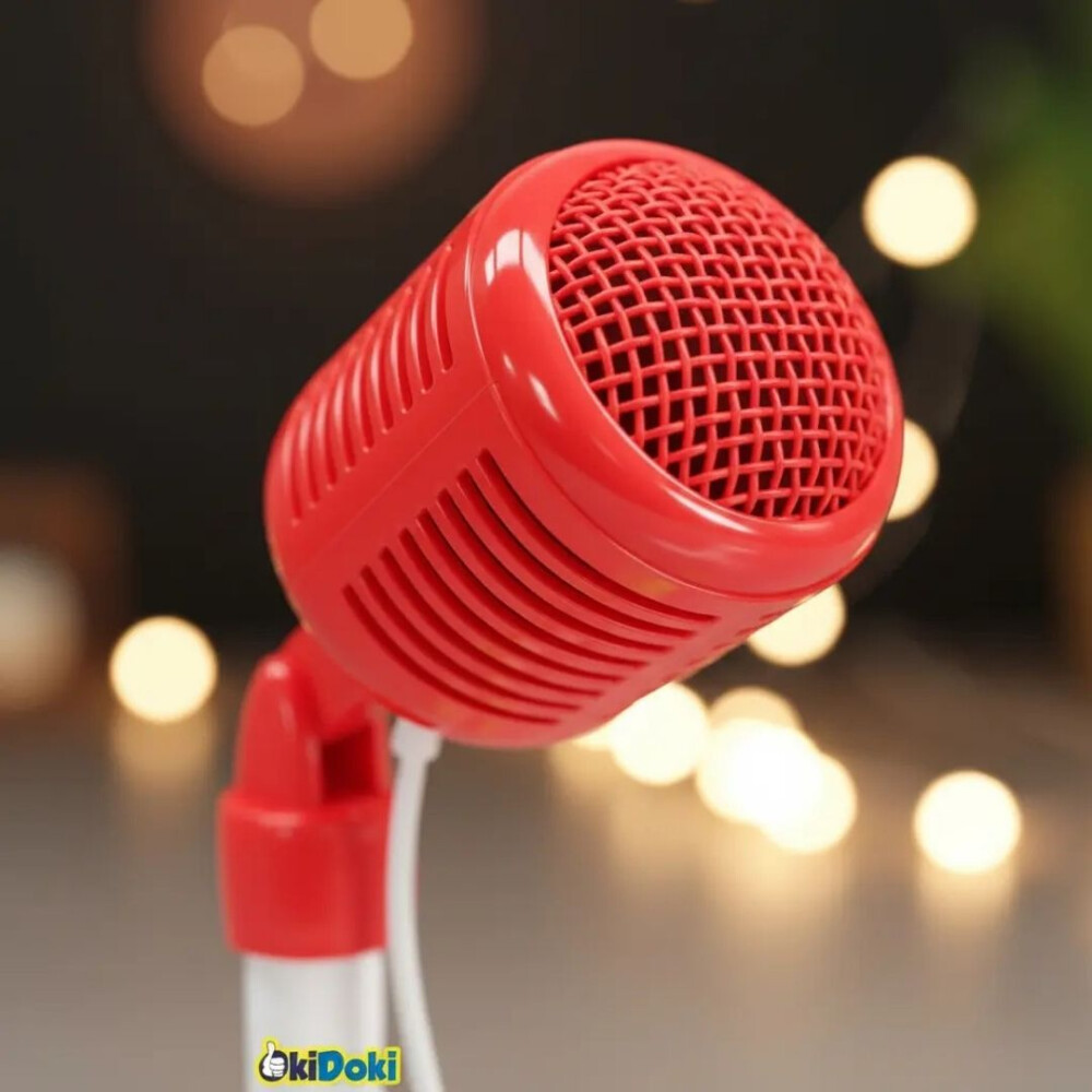 Microfono De Juguete Con Soporte, Luz Y Sonidos ROJO
