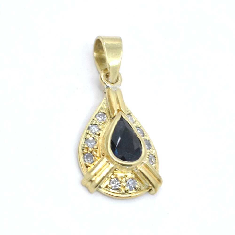 Colgante en oro 18k amarillo con zafiro y brillantes Colgante en oro 18k amarillo con zafiro y brillantes