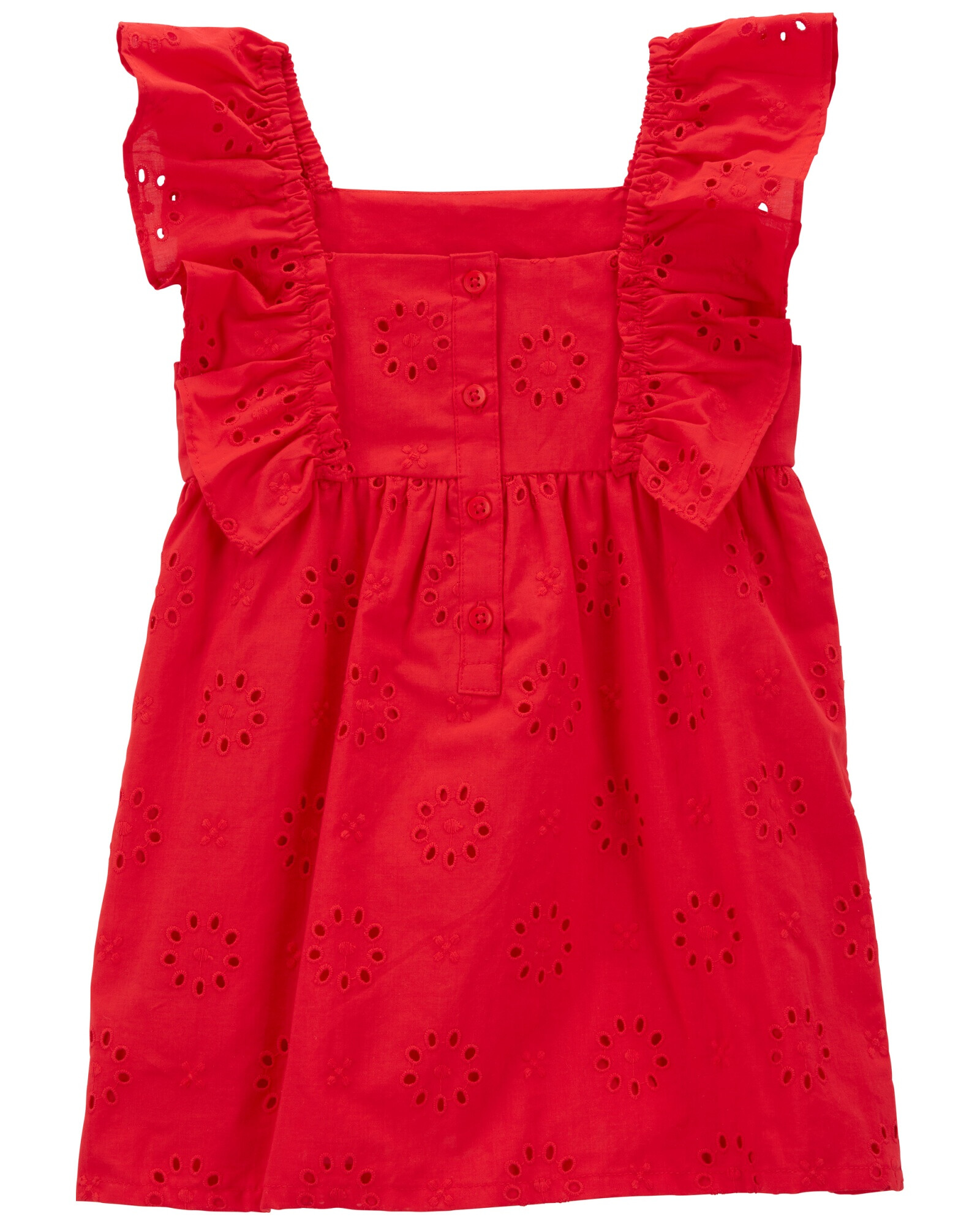 Vestido de algodón, con ojales, rojo Sin color