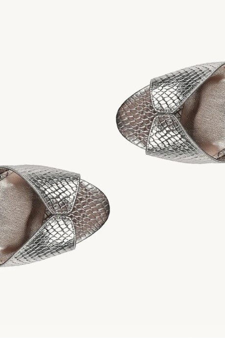 Sandalia taco medio Snake Metalizado
