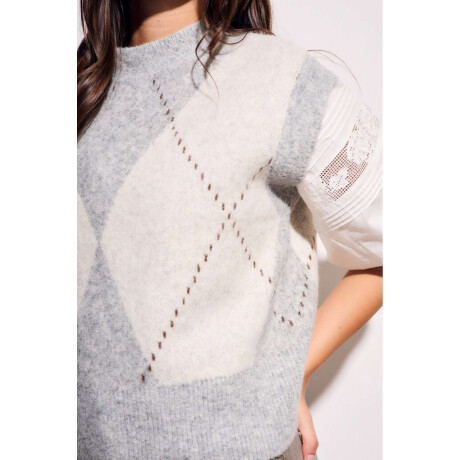 Chaleco Rombos Gris Melange