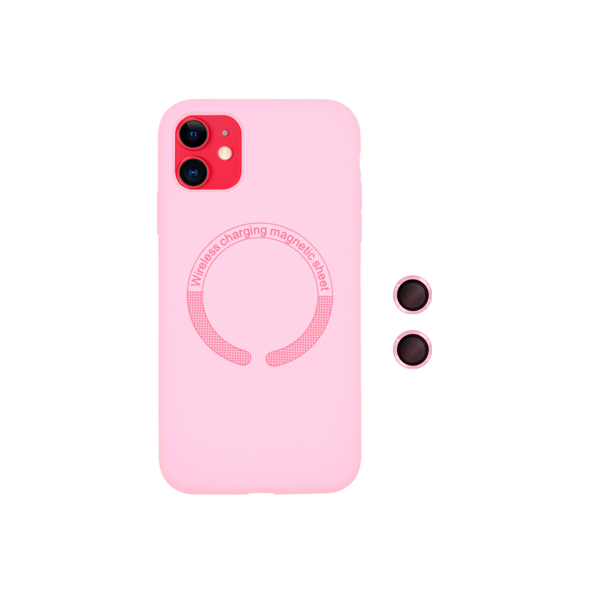 Protector para iPhone 11 MagSafe protector cámara rosa 
