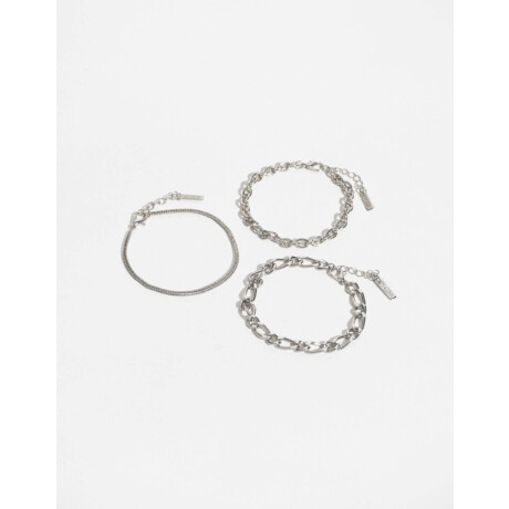 Pulseras Flexibles Sets Metal Plateado Rodio
