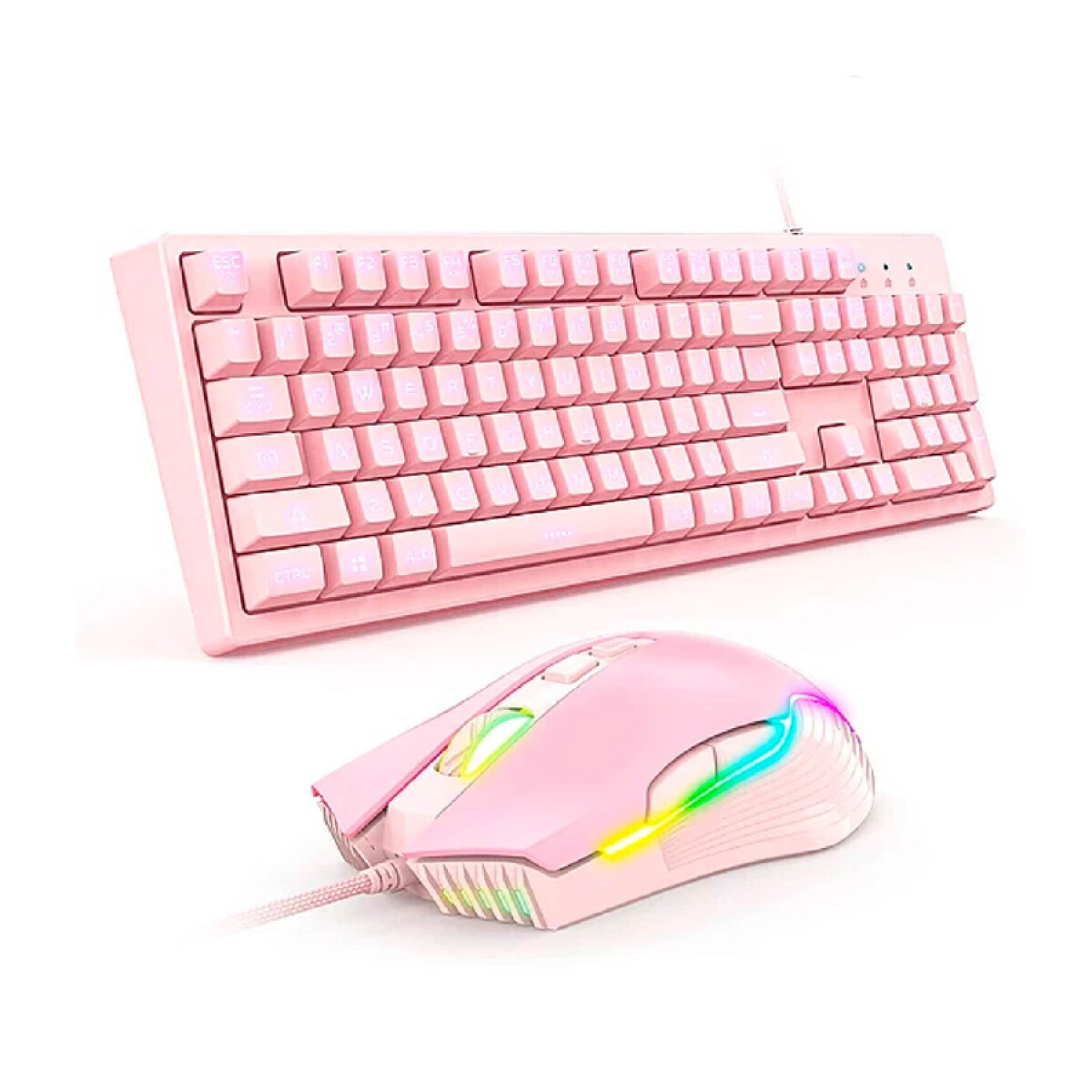 Kit Gamer Onikuma Teclado Led y Mouse RGB USB - ROSA 