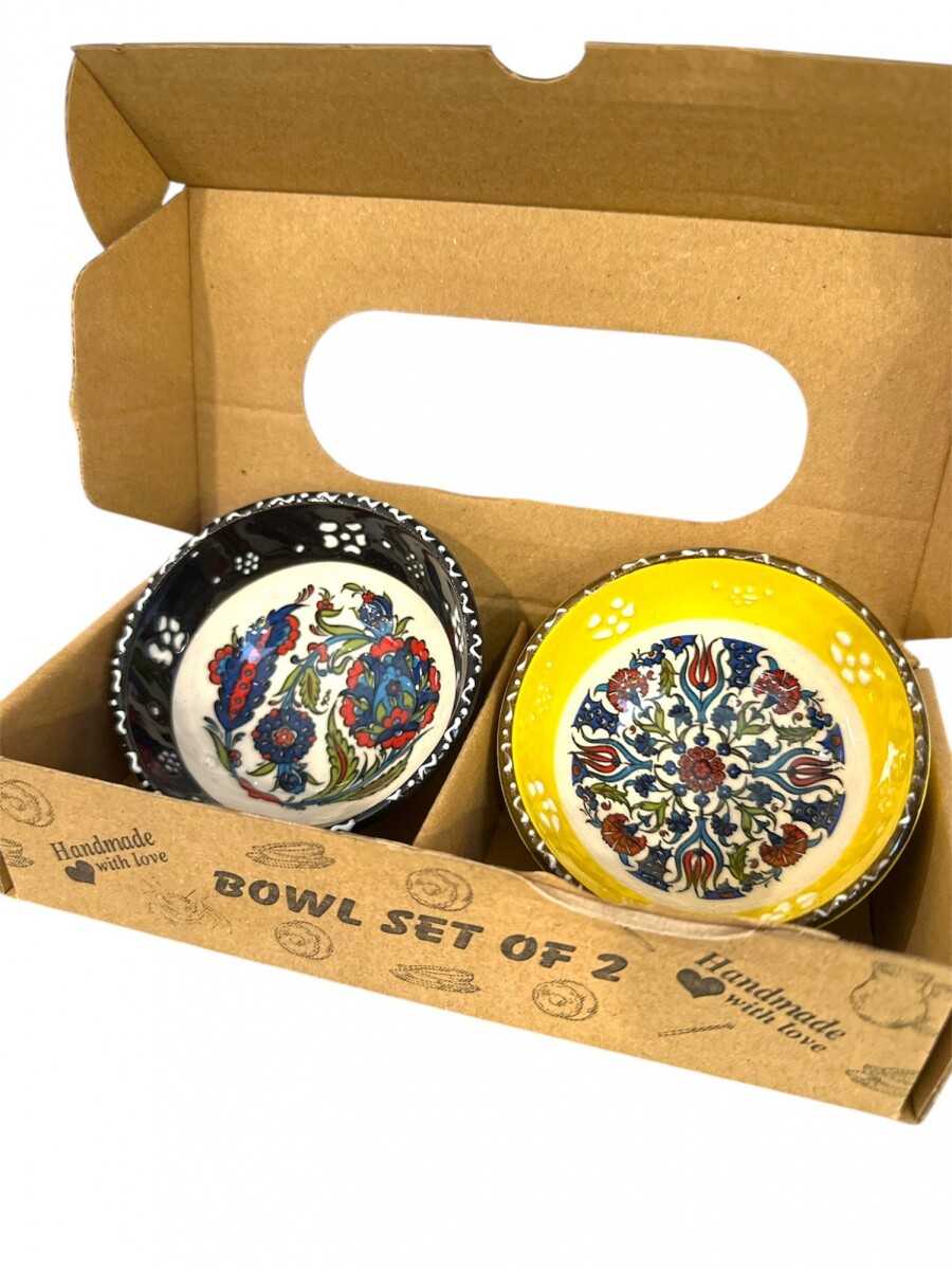 SET BOWLS X2 - AMARILLO Y NEGRO 
