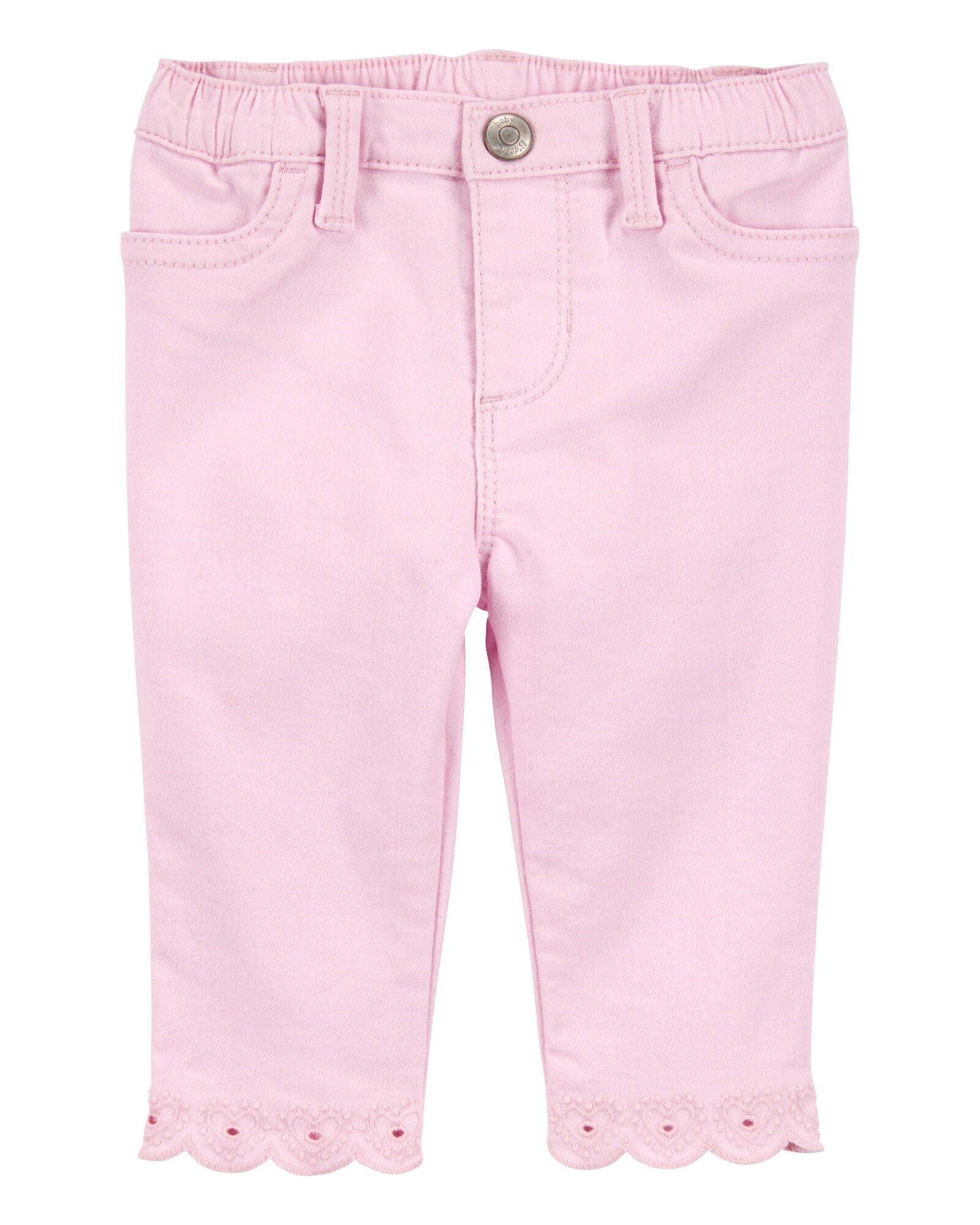 Pantalón de algodón, con dobladillo bordado Sin color