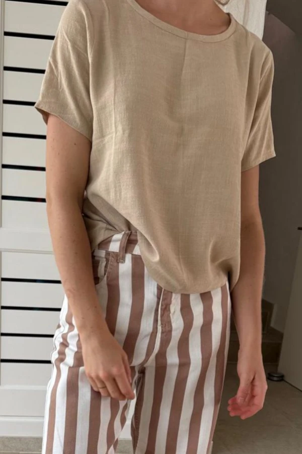 Remera Básica Lino Tusor beige 1