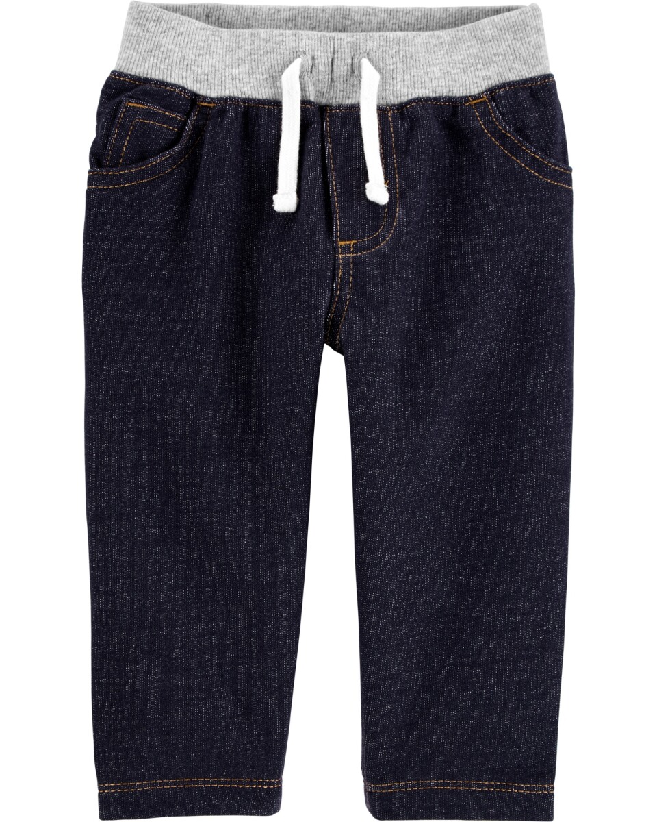 Pantalón de jean con cintura elastizada y cordón 