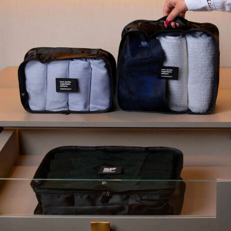 Set X4 Organizadores Paramount de Equipaje Valija Ropa Viaje Negro