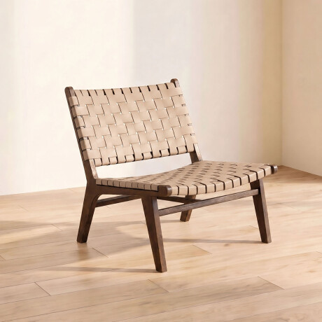 BUTACA CUERO-Y-MADERA MARRON KAIA TAUPE
