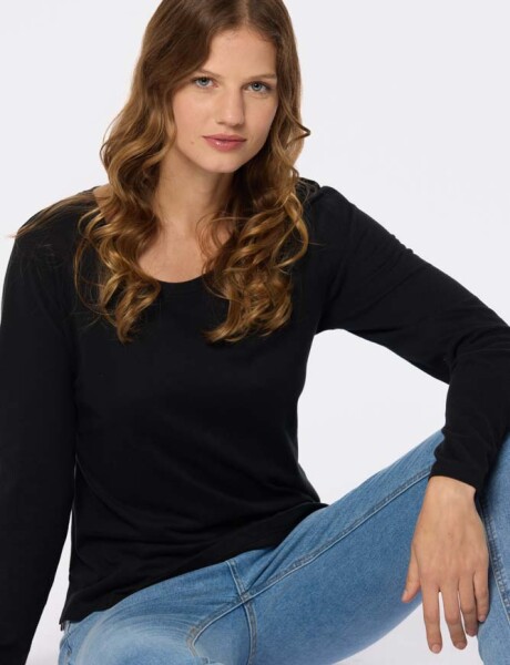 REMERA LISA MANGA LARGA Negro