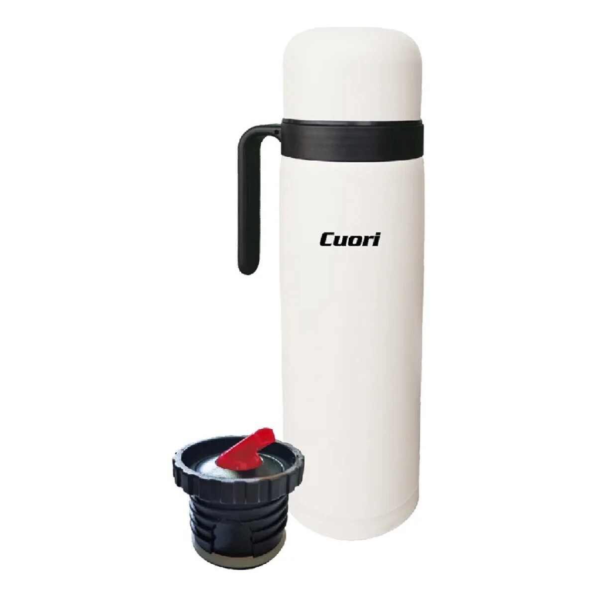 Termo Couri 1 Litro con Manija Acero Inoxidable - BLANCO 