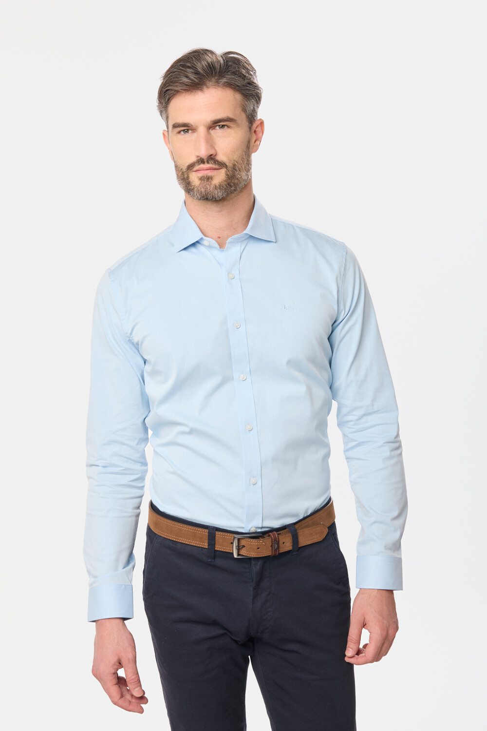 CAMISA DE VESTIR CON SPANDEX Celeste