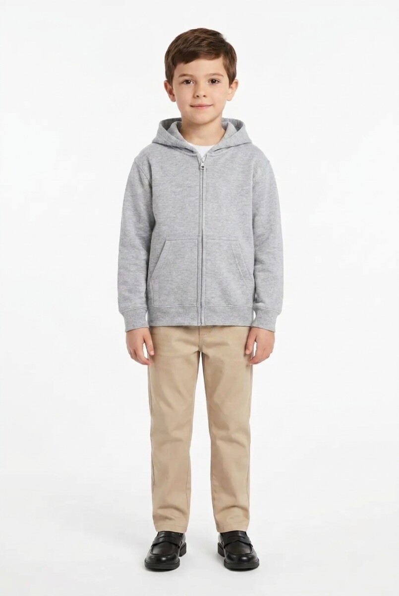 Campera deportiva clásica con capucha - Gris melange claro 