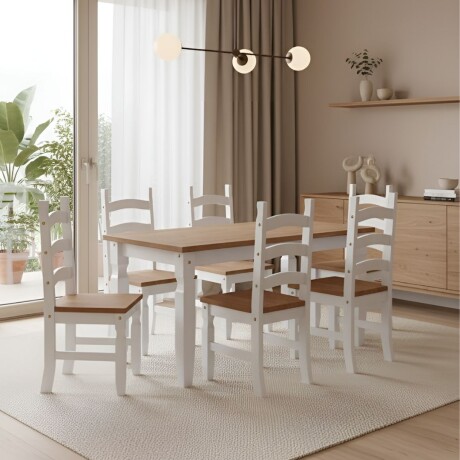 Juego de Comedor 6 Sillas Línea Naturale Blanco/Roble