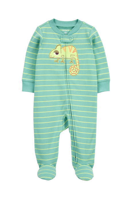 Pijama una pieza de algodón, con pie, diseño camaleón Sin color